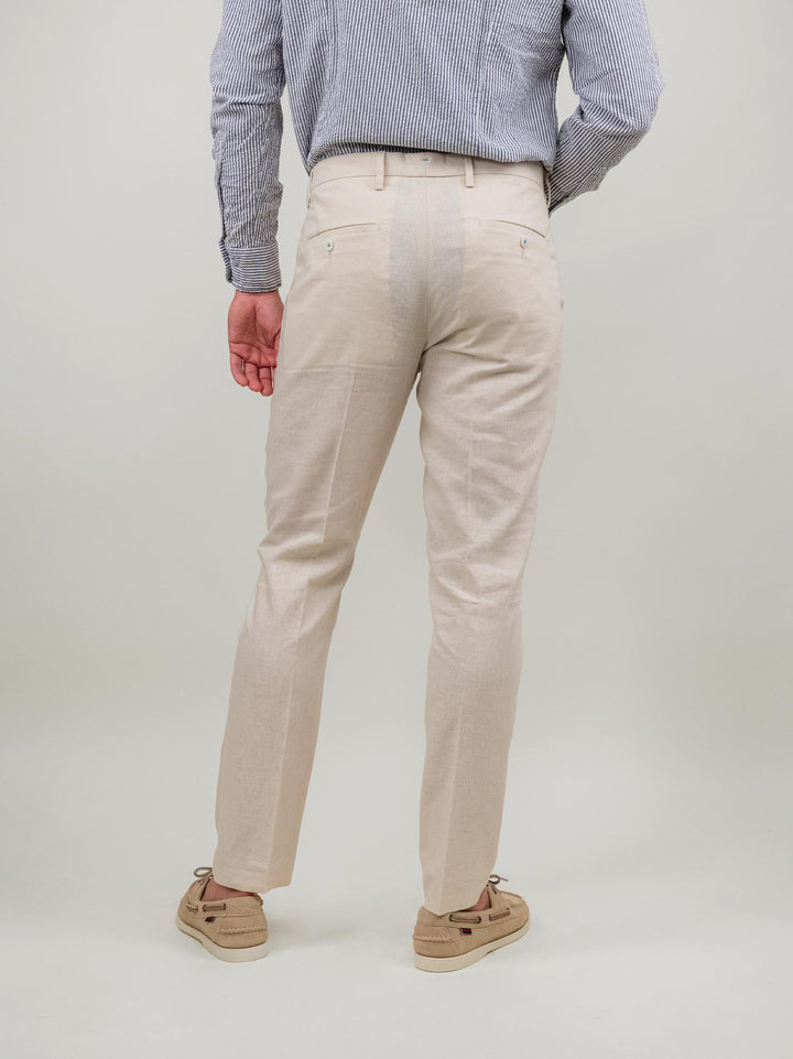 PANTALONE IN MISTO LINO BEIGE P-CYRUS-S124921 091 ANDREA MORANDO 