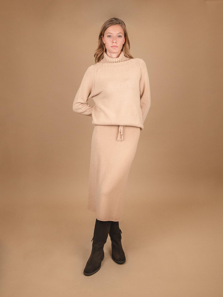DOLCEVITA CON MAXI COLLO  IN MAGLIA BEIGE 0350/210 0234 BIMOR 