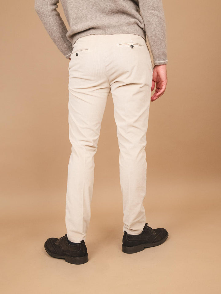 PANTALONE IN VELLUTO BEIGE CON TASCA A FILO T502/THI 011 NOLAB 