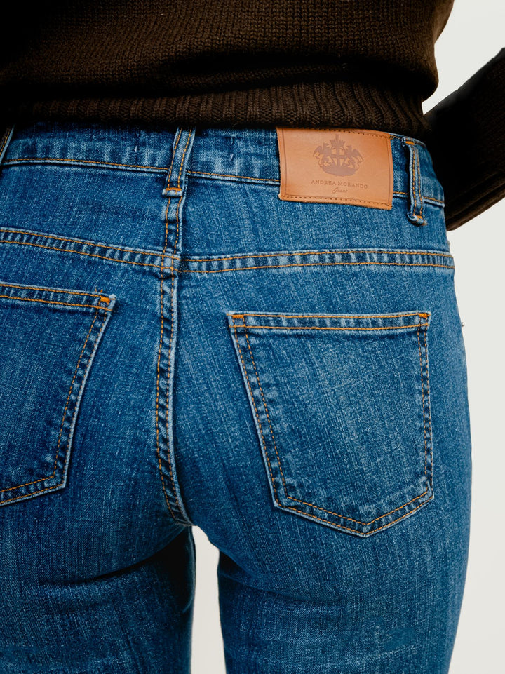 JEANS 5 TASCHE A ZAMPA LAVAGGIO MEDIO 830CAR CRETA ANDREA MORANDO 