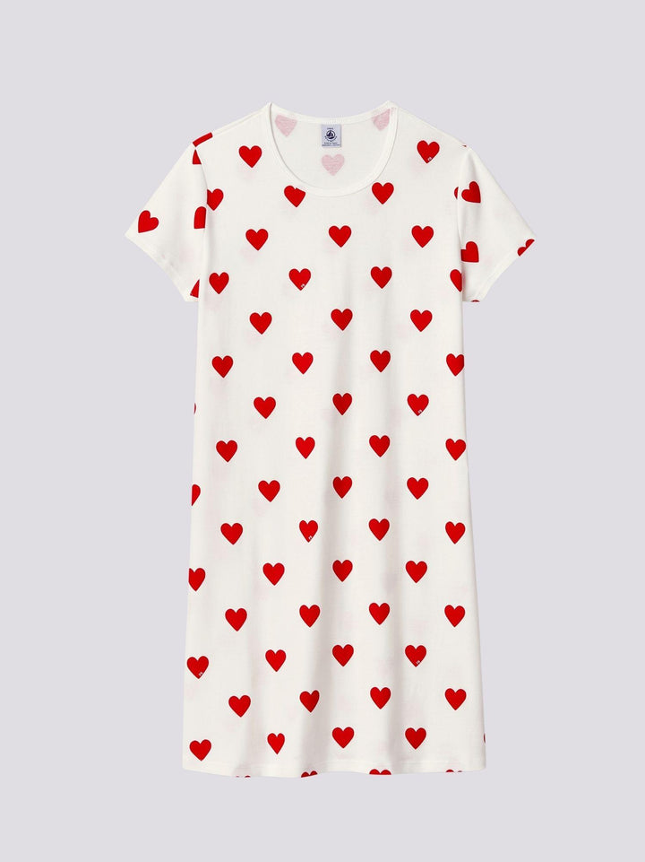CAMICIA DA NOTTE RAGAZZA IN COTONE MOTIVO CUORE A00J8 01 PETIT BATEAU 