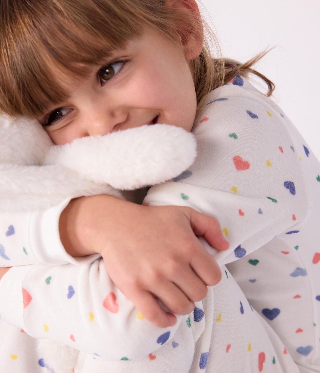 Pigiama in ciniglia con stampa a cuori bambina A0DRV 01 PETIT BATEAU 