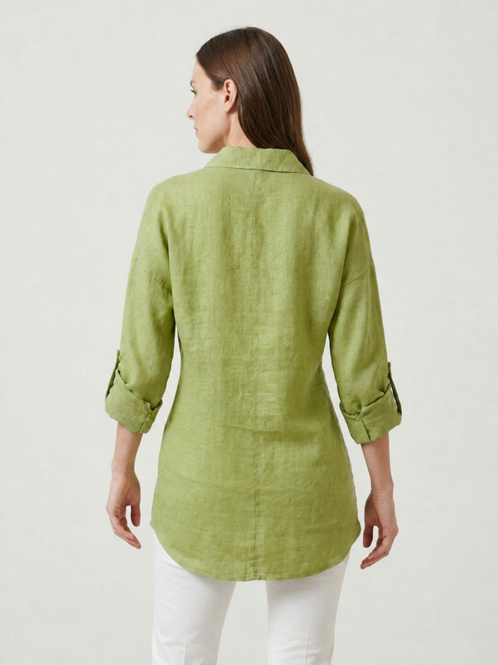 Camicia in lino verde pistacchio 6CM0552 601 ANDREA MORANDO 