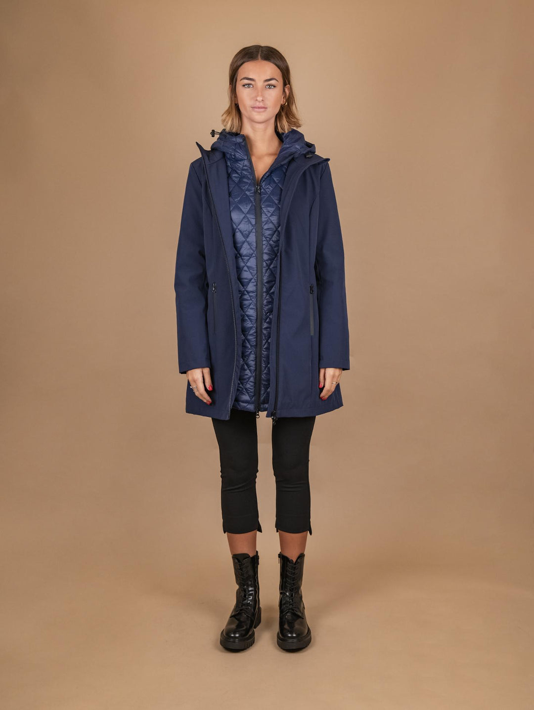 PARKA CON PIUMINO ESTRAIBILE IN TESSUTO TECNICO BLU 8950D BLU ANDREA MORANDO 