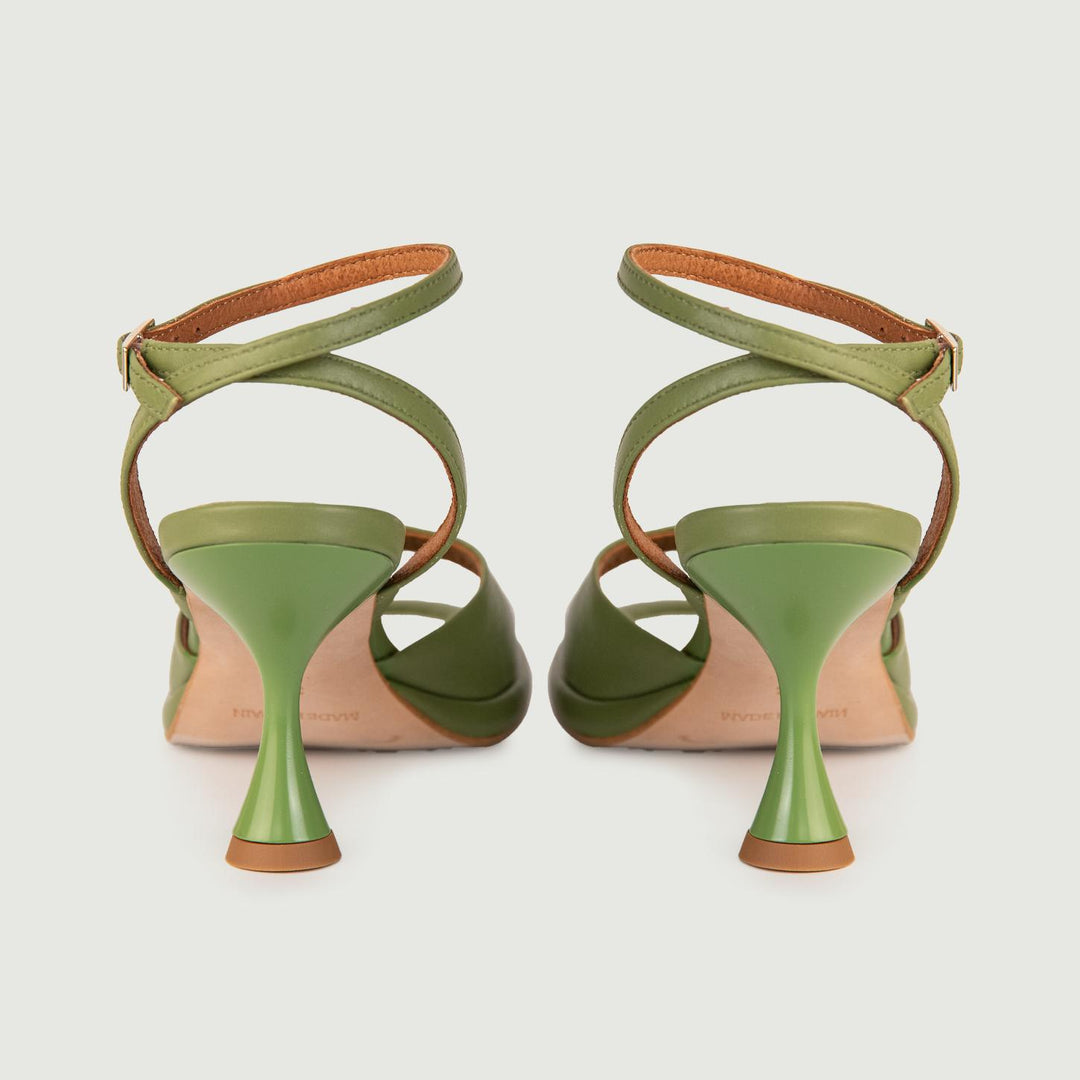 SANDALO IN PELLE VERDE CON TACCO A ROCCHETTO 24099/467A VERDE ANDREA MORANDO 