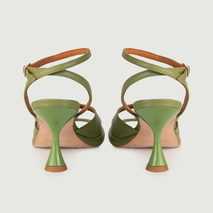 SANDALO IN PELLE VERDE CON TACCO A ROCCHETTO 24099/467A VERDE ANDREA MORANDO 