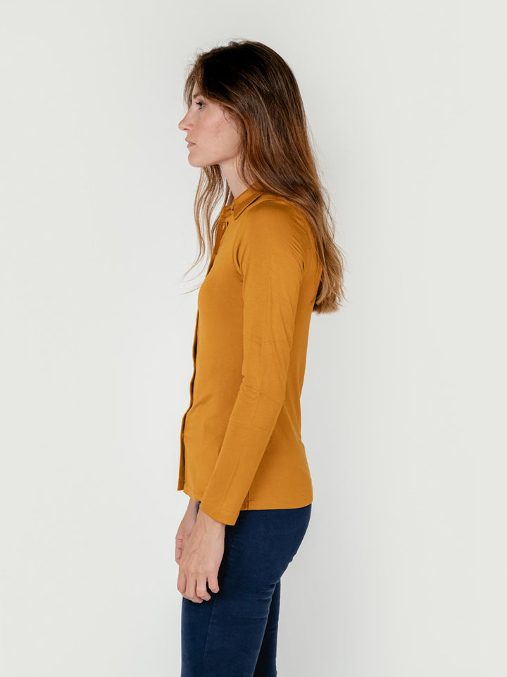 CAMICIA IN VISCOSA OCRA 555LISI111 12 ANDREA MORANDO 