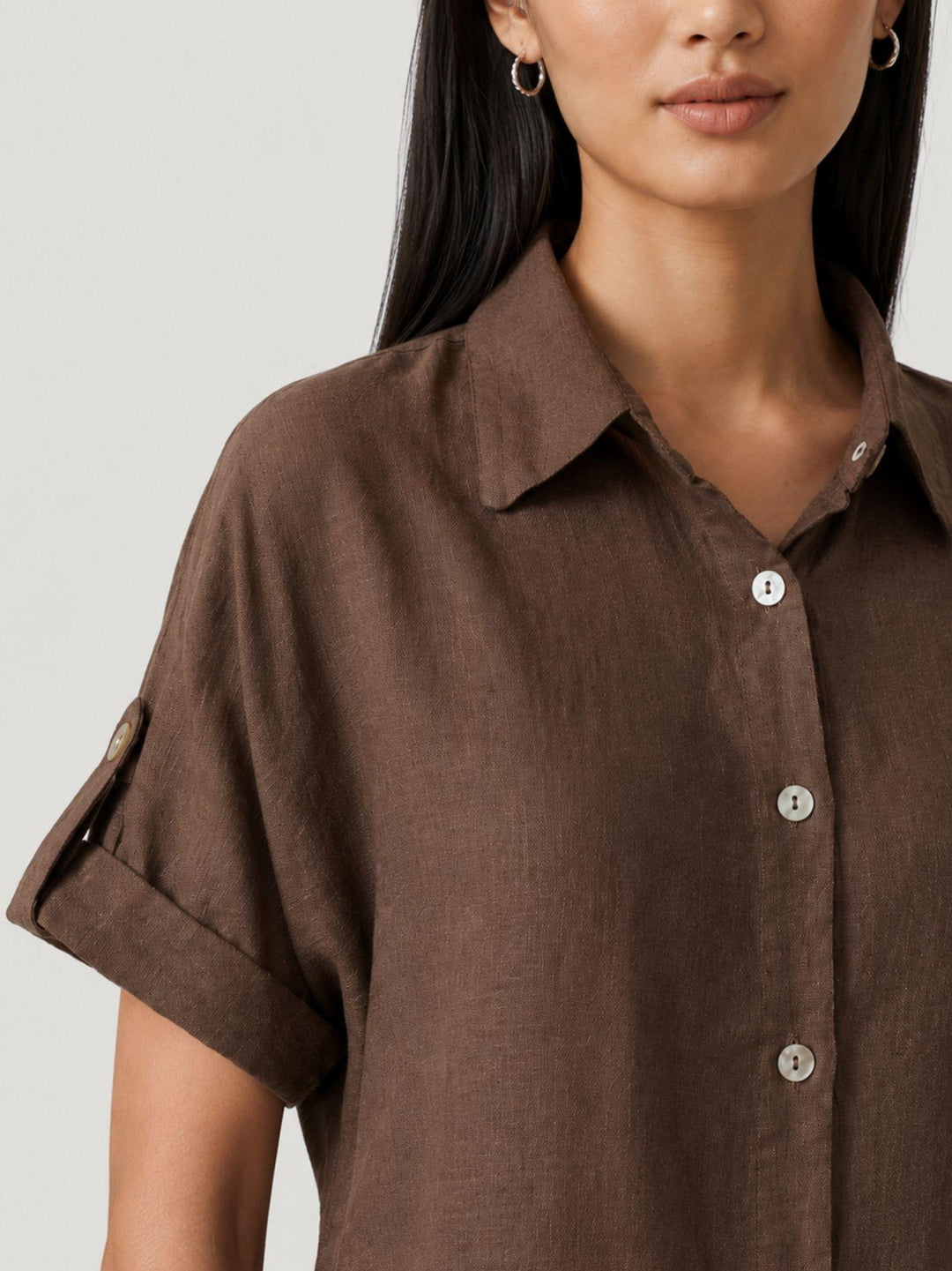 Abito camicia in lino testa di moro 6AB0527 609 ANDREA MORANDO 