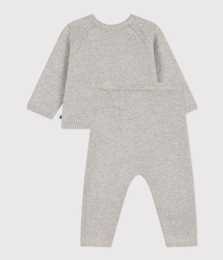 COMPLETO IN TRICOT DI LANA E COTONE CON MOTIVO A CUORE PER BEBÈ A0839 05 PETIT BATEAU 