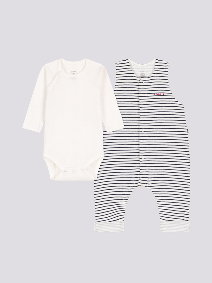 COMPLETO CON TUTINA E BODY IN COTONE PER BEBÈ A0831 01 PETIT BATEAU 