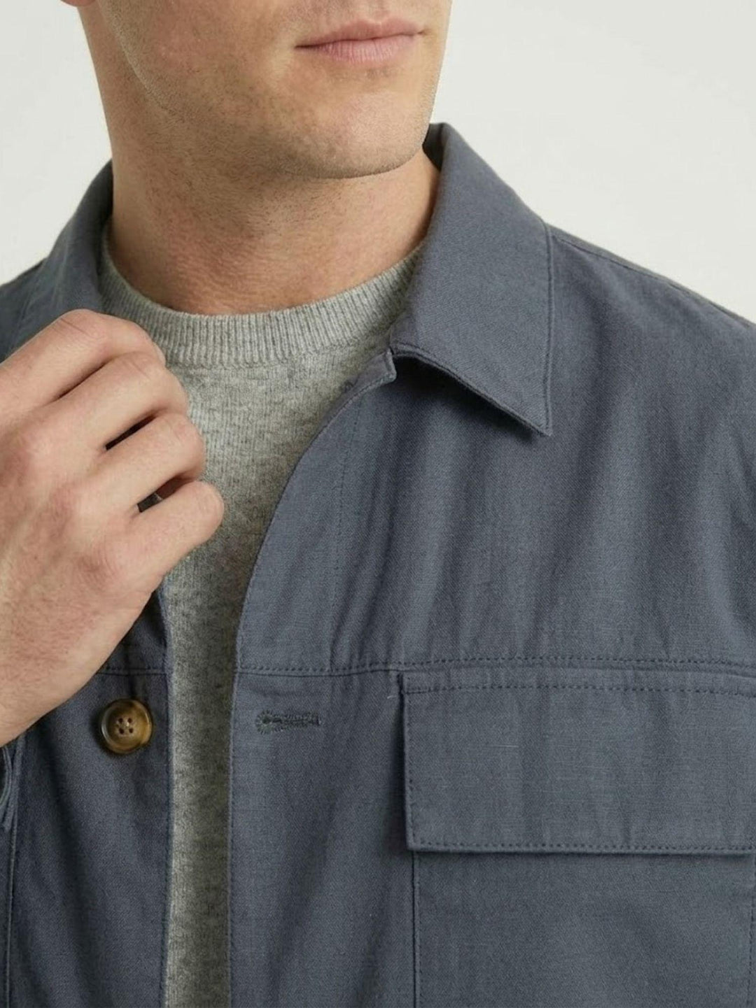 Camicia overshirt in cotone blu acciaio 5455426 220 ANDREA MORANDO 