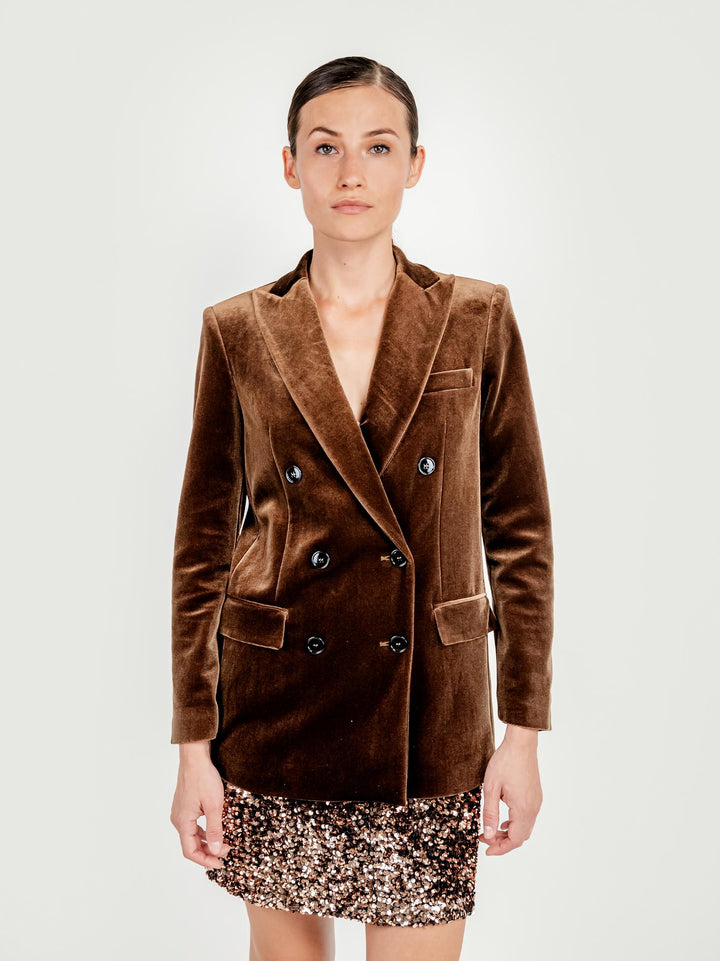BLAZER DOPPIOPETTO IN VELLUTO CAFFÈ 3687 CAFFE ANDREA MORANDO 