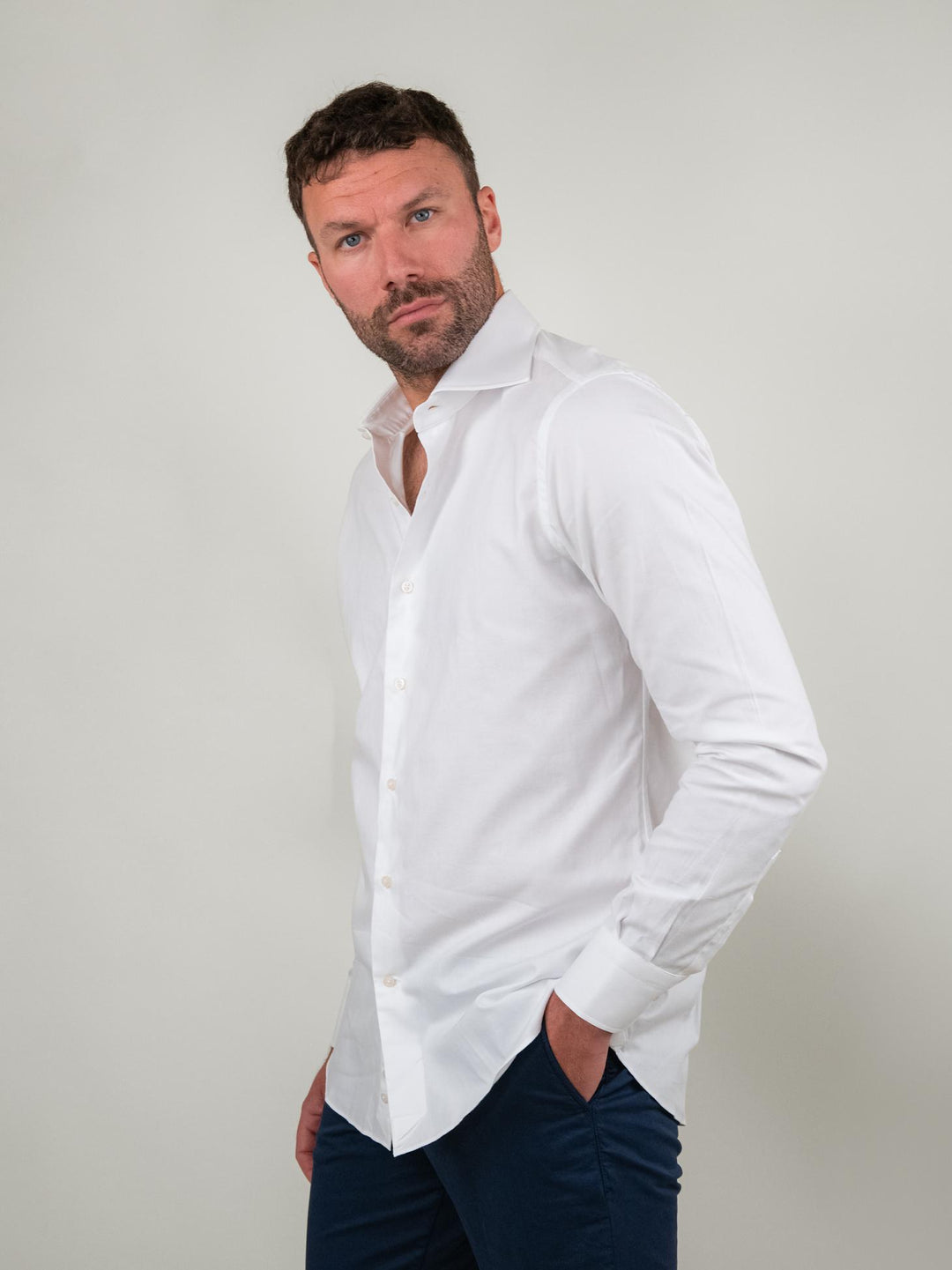 CAMICIA IN COTONE BIANCO ROYAL/SLIM BIANCO ANDREA MORANDO 