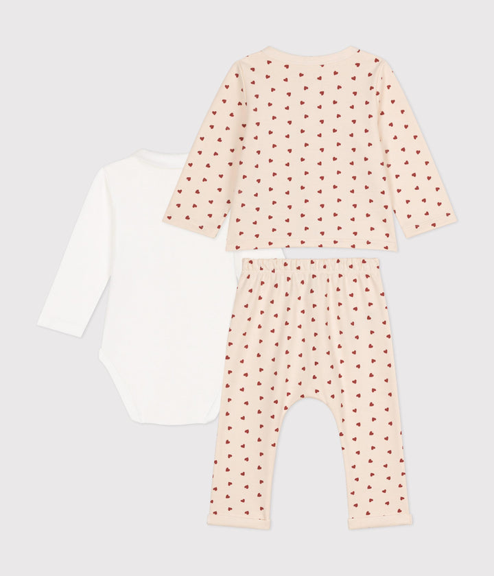 COMPLETO 3 PEZZI IN TESSUTO FELPATO LEGGERO BEBÈ A0AKX 01 PETIT BATEAU 