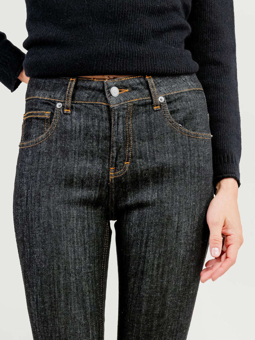 JEANS 5 TASCHE A ZAMPA LAVAGGIO SCURO 830CAR ZERO ANDREA MORANDO 