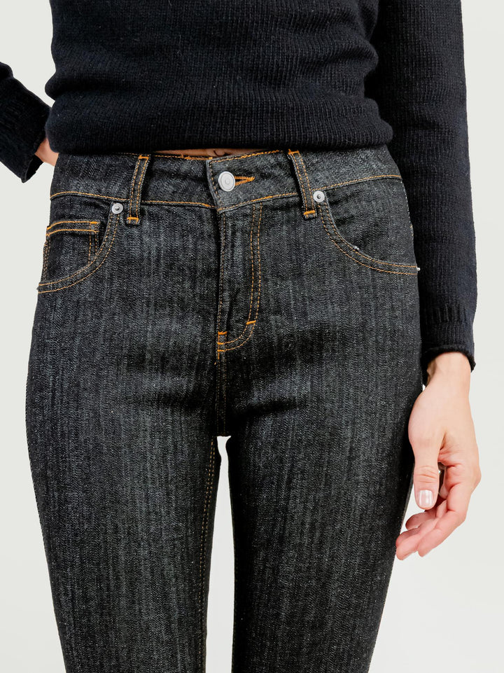 JEANS 5 TASCHE A ZAMPA LAVAGGIO SCURO 830CAR ZERO ANDREA MORANDO 
