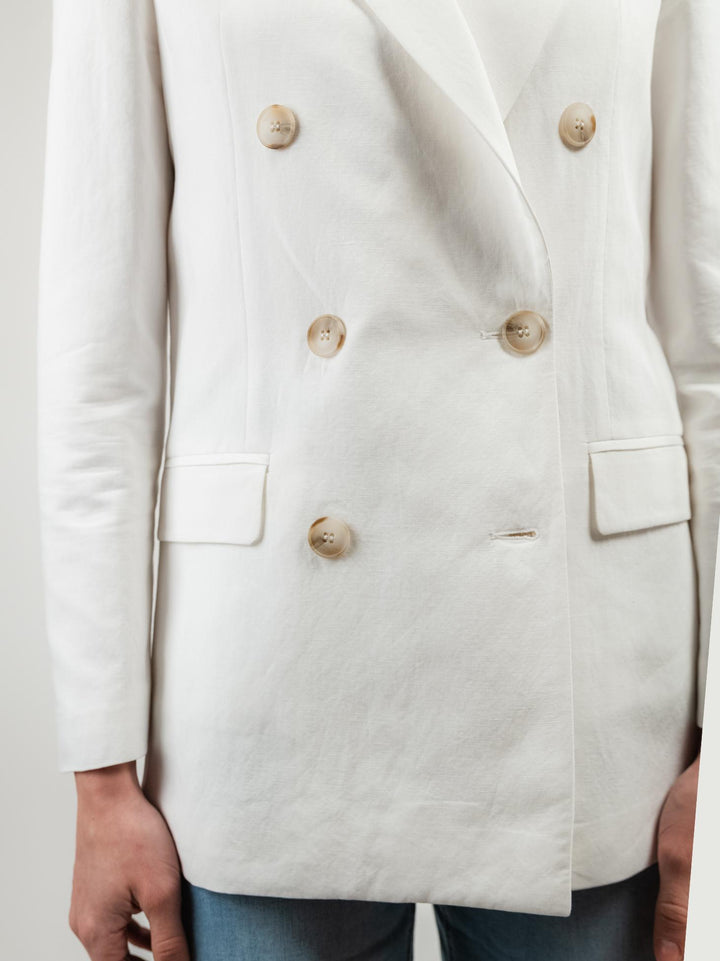 BLAZER DOPPIOPETTO IN LINO BIANCO