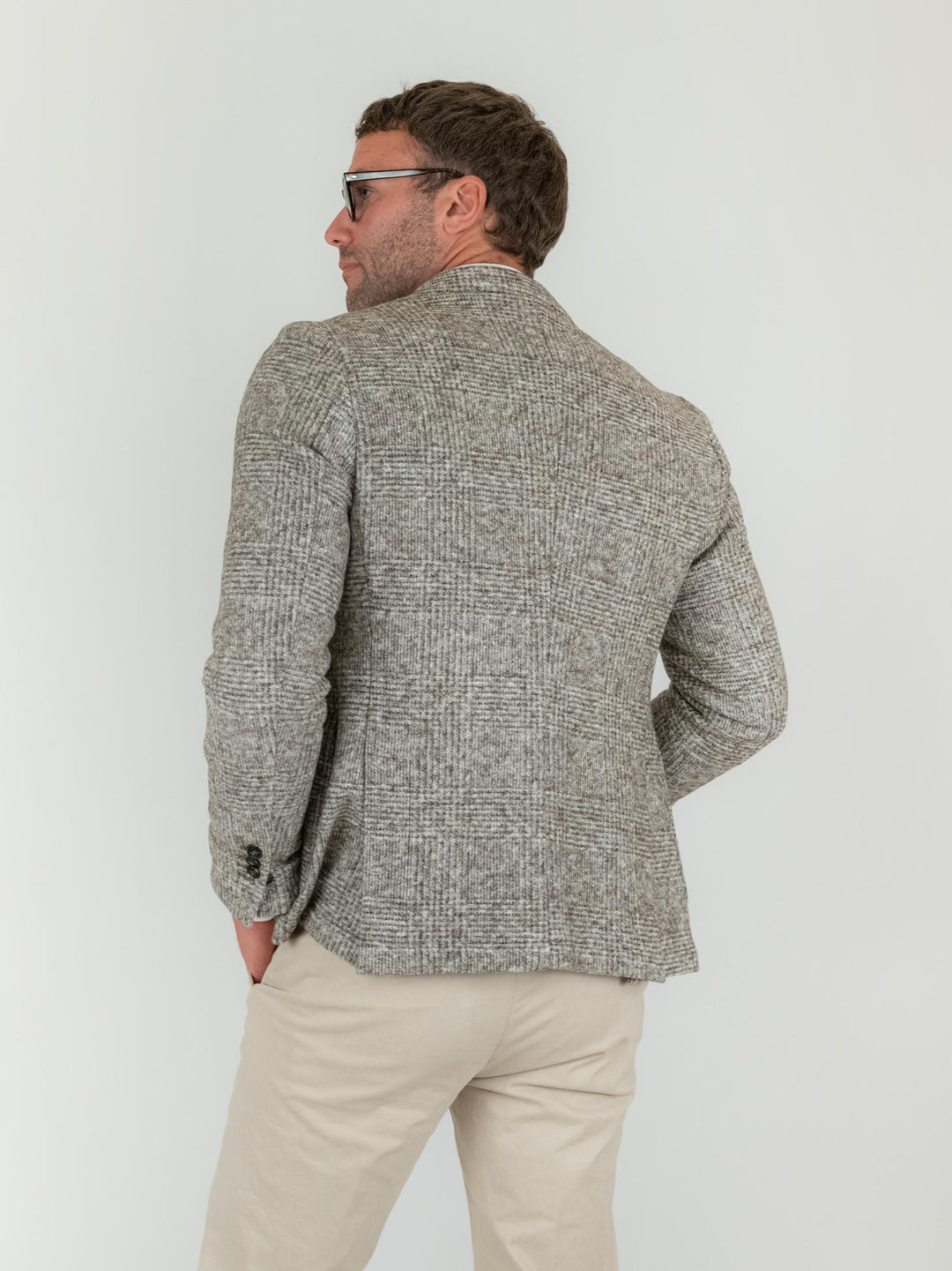 BLAZER MISTO LANA GALLES  GRIGIO MELANGE F2W4G005M 434 ANDREA MORANDO 