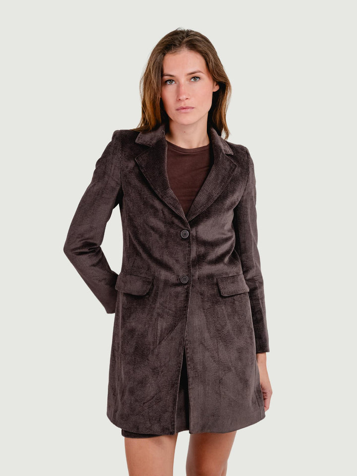 CAPPOTTO MONOPETTO IN VELLUTO A COSTE TESTA MORO 3385VRS CAFFE ANDREA MORANDO 
