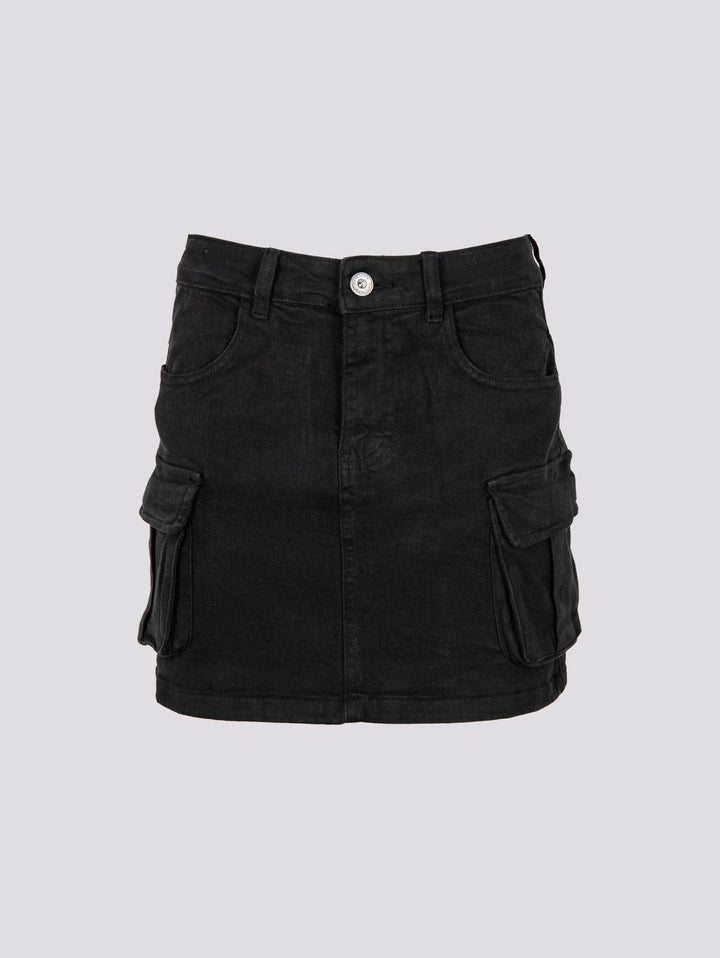 Mini gonna cargo in cotone nera 1396 NERO ANDREA MORANDO 