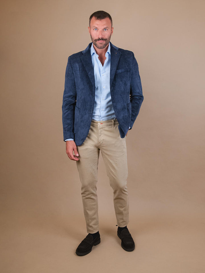 BLAZER due bottoni IN VELLUTO A COSTE BLU CR547 BLU ANDREA MORANDO 