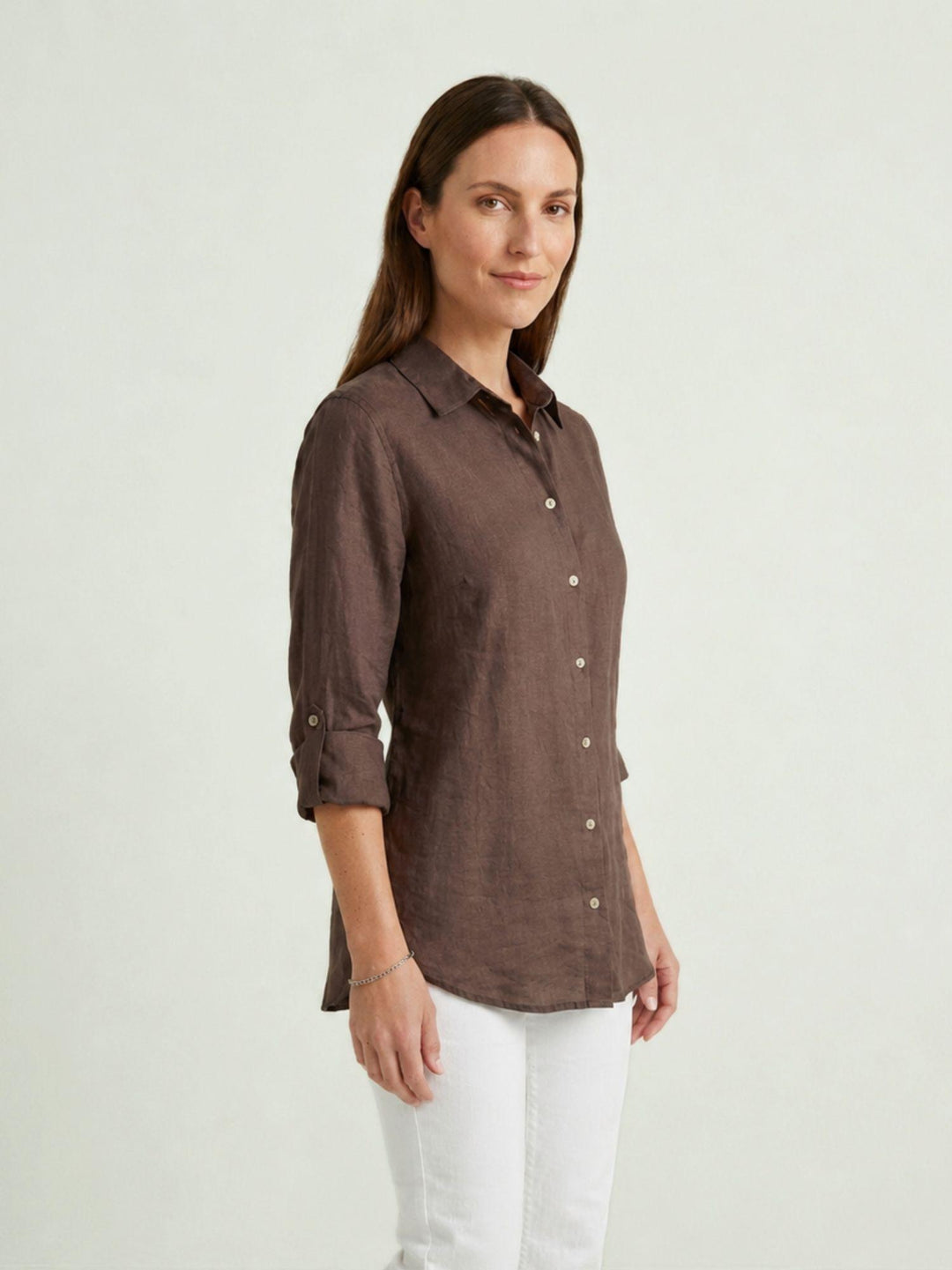 Camicia in lino testa di moro 6CM0552 609 ANDREA MORANDO 