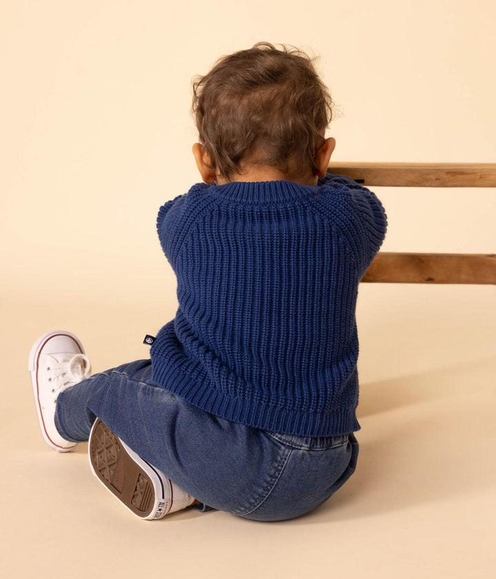 CARDIGAN IN TRICOT DI COTONE BLU A089S 01 PETIT BATEAU 