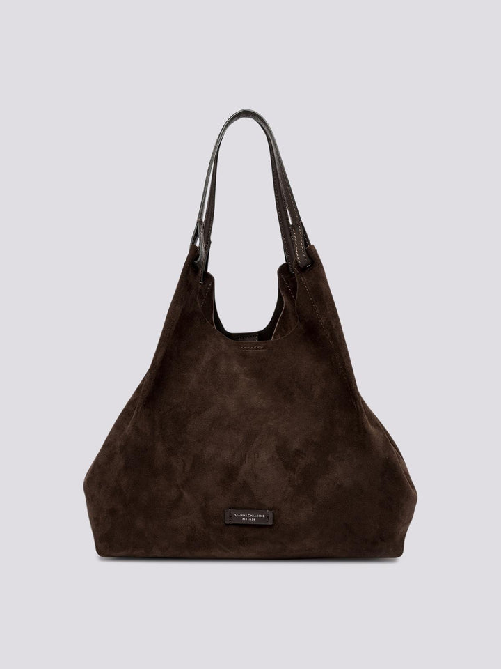 Borsa a spalla Dua in suede cioccolato BS 9780 CM-PL 166 GIANNI CHIARINI 