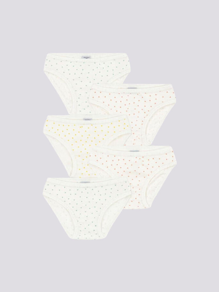 SET DI 5 SLIP BAMBINA IN COTONE A CUORICINI A0A45 00 PETIT BATEAU 