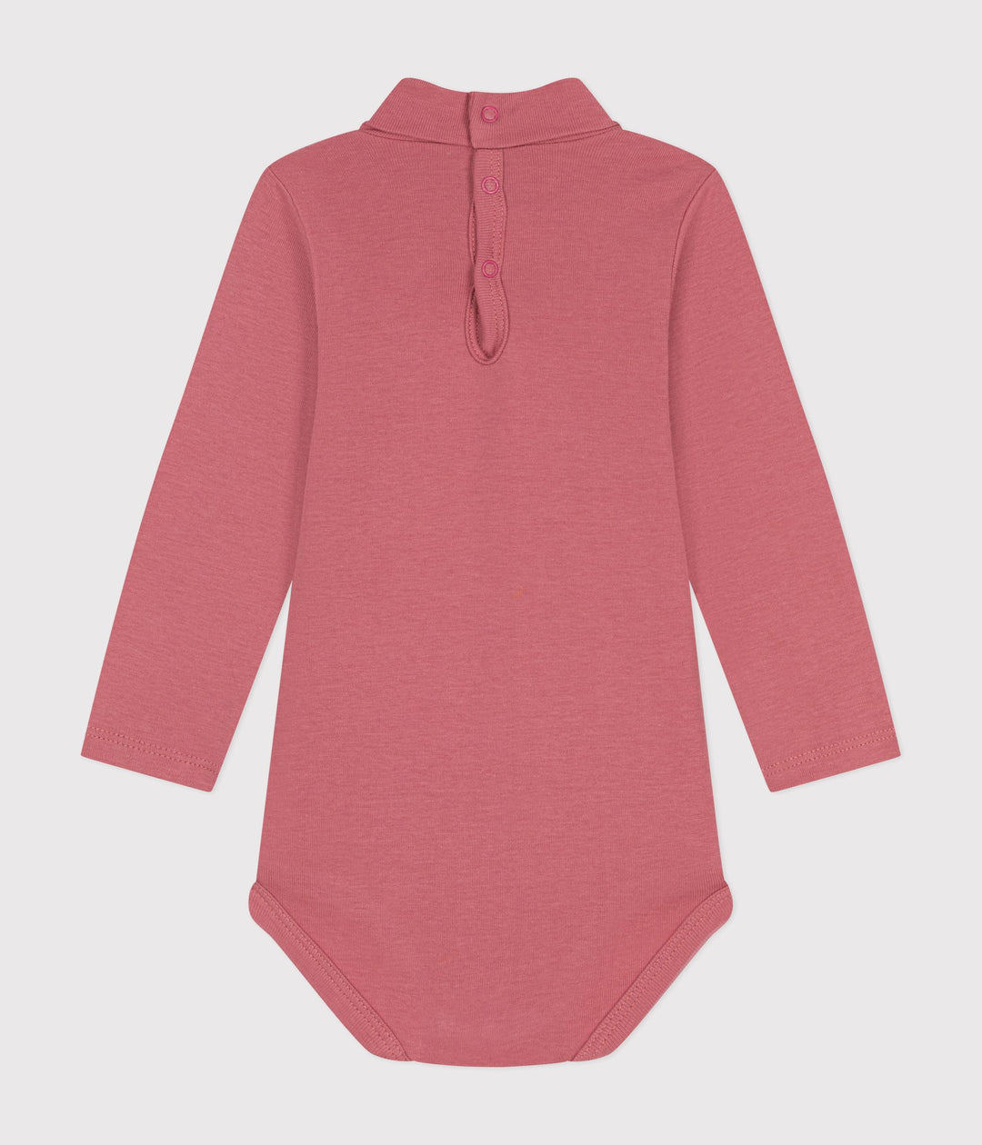 Body rosa a manica lunga e collo alto in cotone per bebè A0BQF 03 PETIT BATEAU 