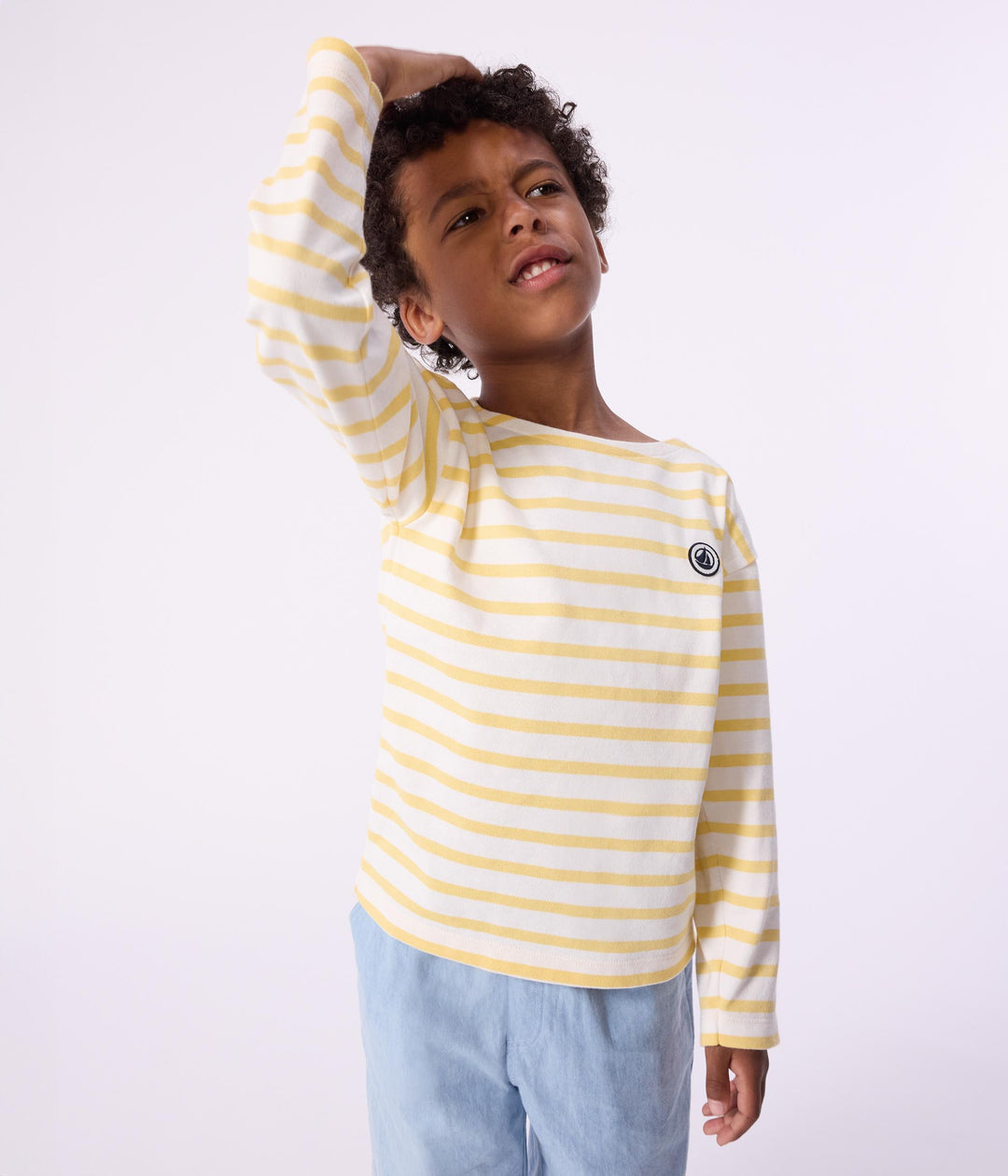 Marinière giallo e bianco A0FR6 02 PETIT BATEAU 