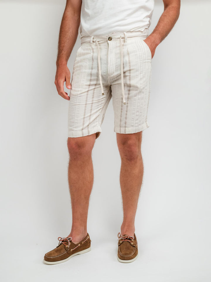 BERMUDA A RIGHE PANNA E BEIGE CON COULISSE BU25S48BEPALINCOT 101 ANDREA MORANDO 