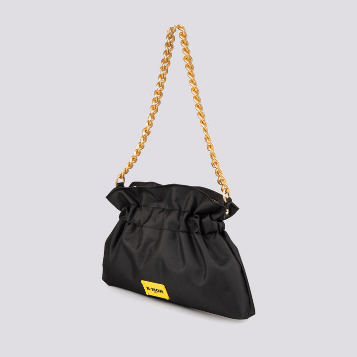 BORSA IN NYLON CON CHIUSURA A CARAMELLA E CATENA OPACA "MINI SWAG" MINI SWAG NERO BIMOR 