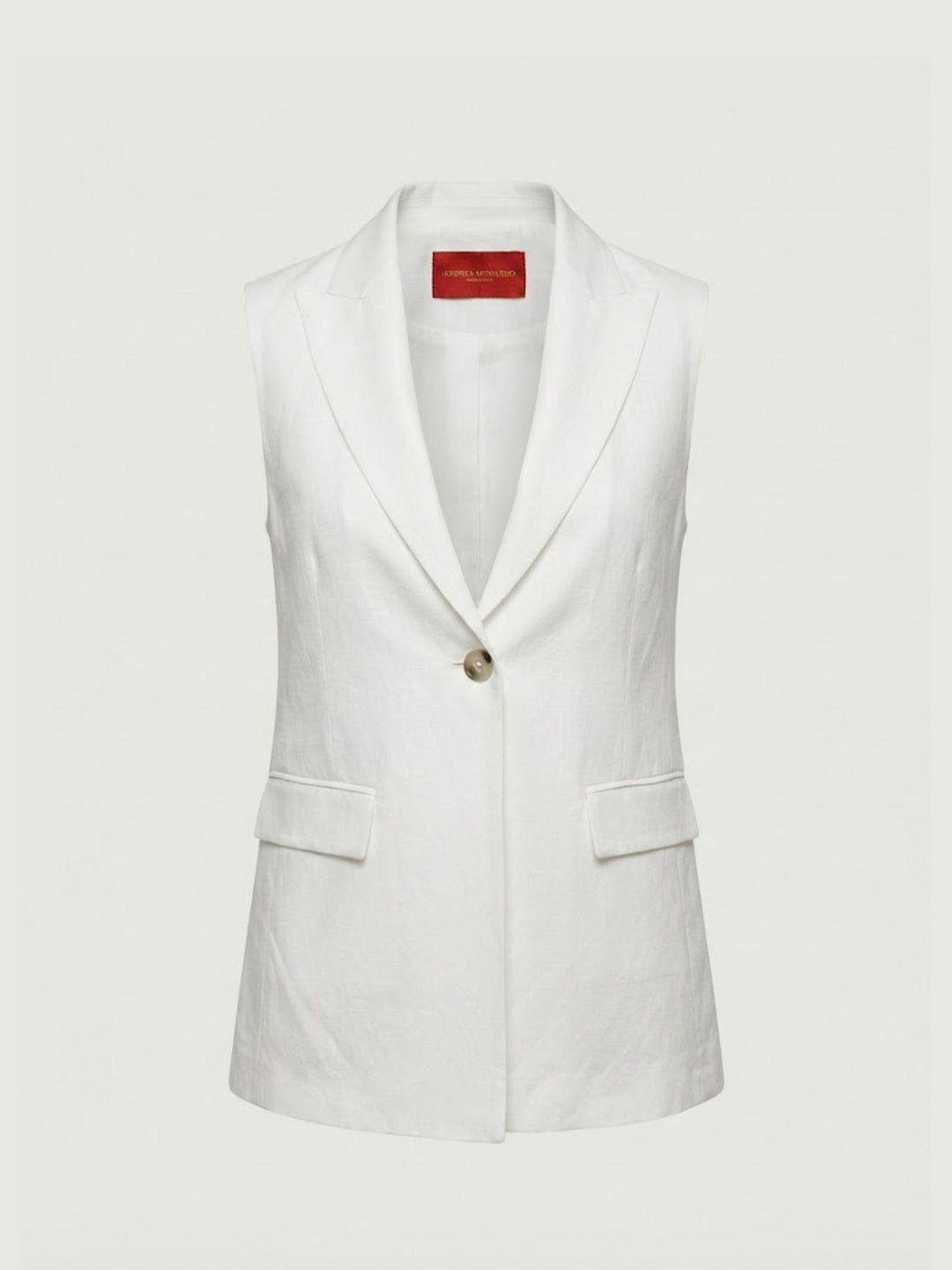 Gilet lungo in lino bianco 4497 BIANCO ANDREA MORANDO 