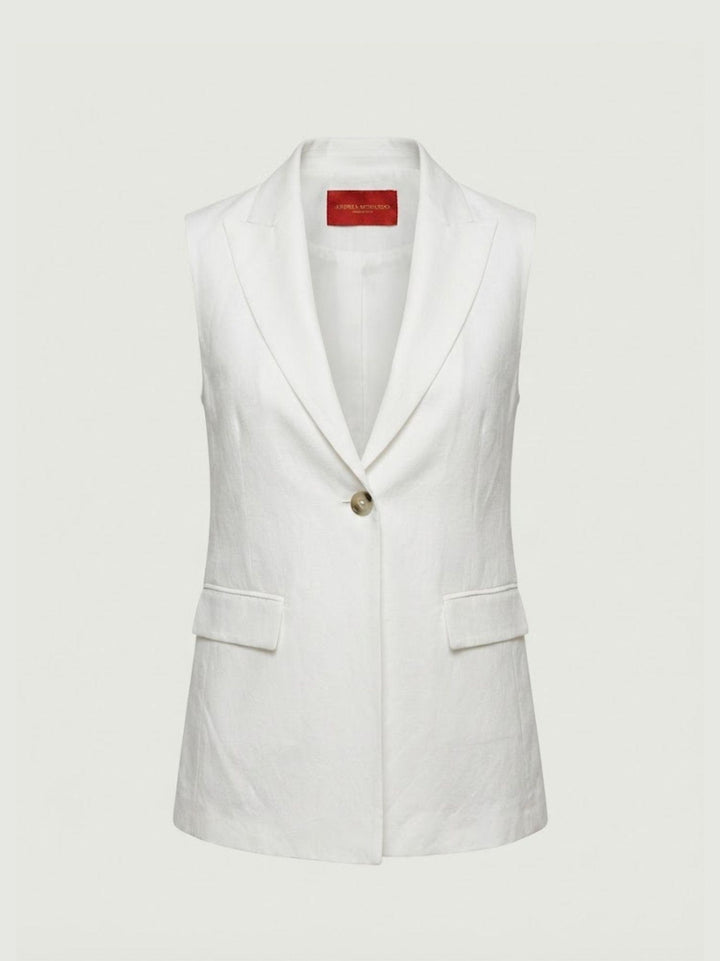 Gilet lungo in lino bianco 4497 BIANCO ANDREA MORANDO 