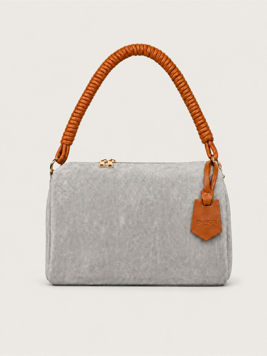 Borsa a spalla Cube in pelle scamosciata grigio perla CUBE GRIGIO PERLA BIMOR 