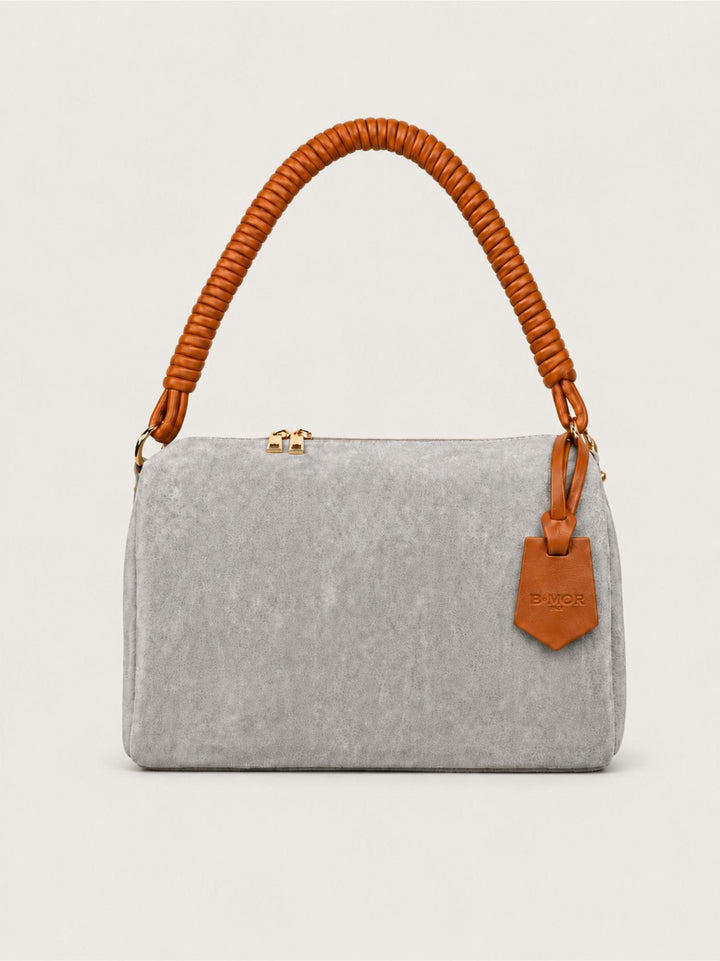Borsa a spalla Cube in pelle scamosciata grigio perla CUBE GRIGIO PERLA BIMOR 