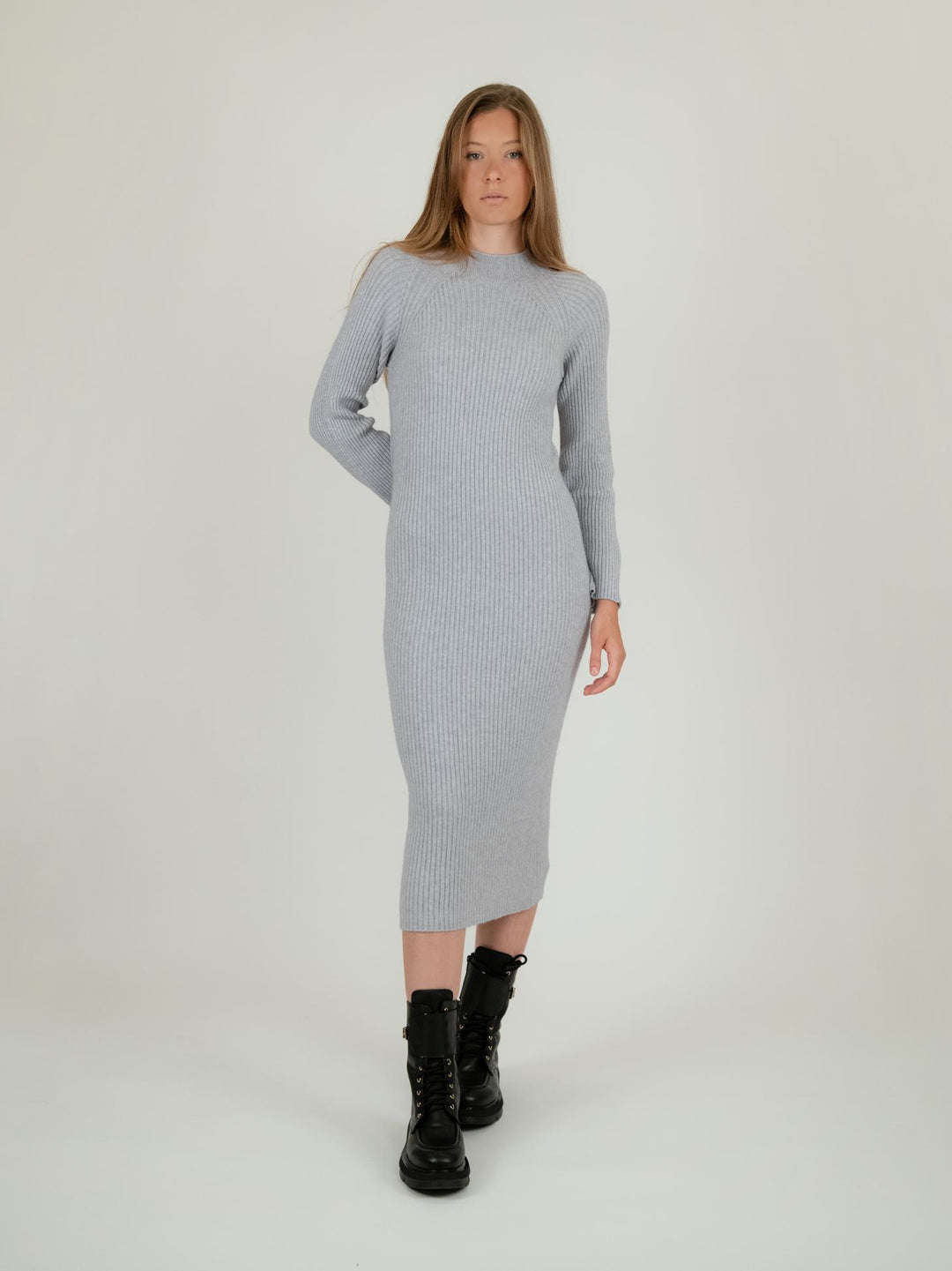 ABITO MIDI IN MAGLIA GRIGIO PERLA 0370/222 0020 BIMOR 