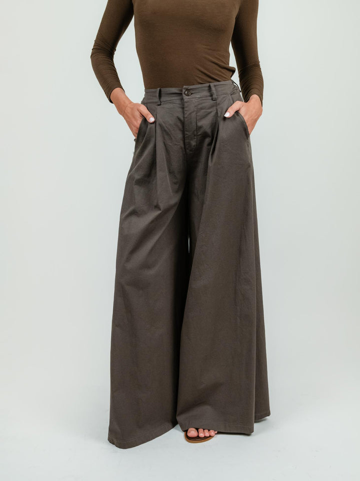 PANTALONE WIDE LEG IN COTONE TESTA MORO 0632 MORO ANDREA MORANDO 