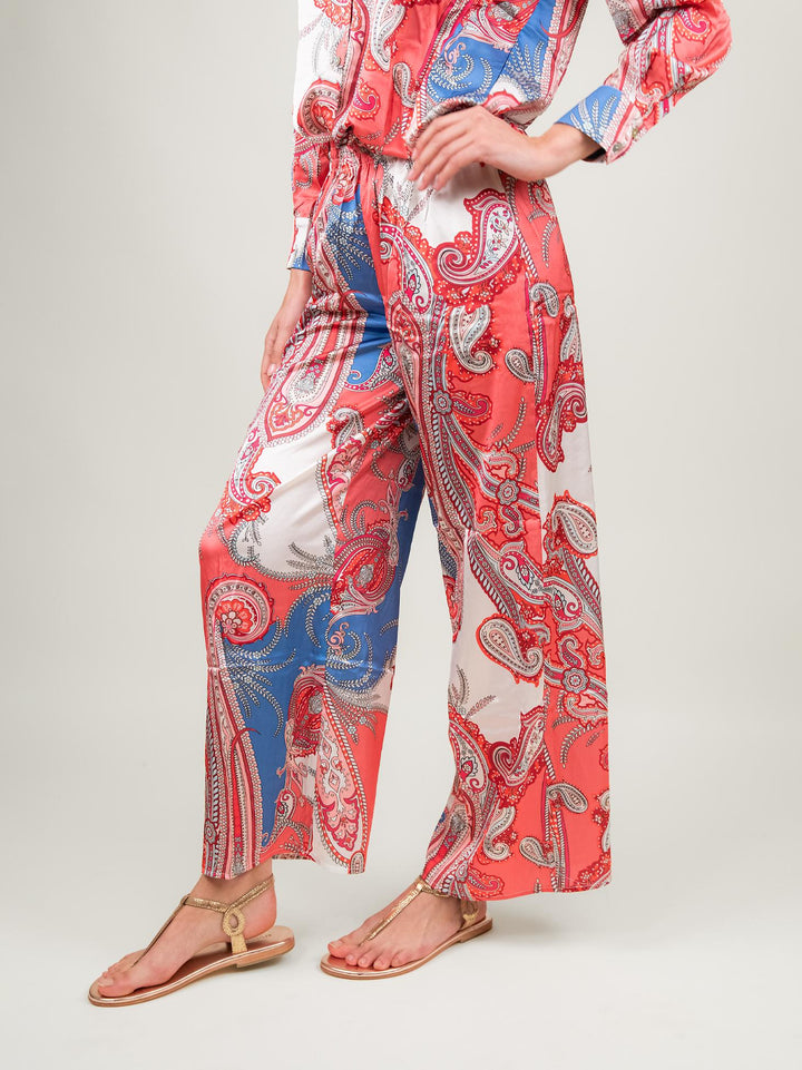 PANTALONE A PALAZZO FANTASIA SALMONE E BLUETTE 9821 SALMONE ANDREA MORANDO 