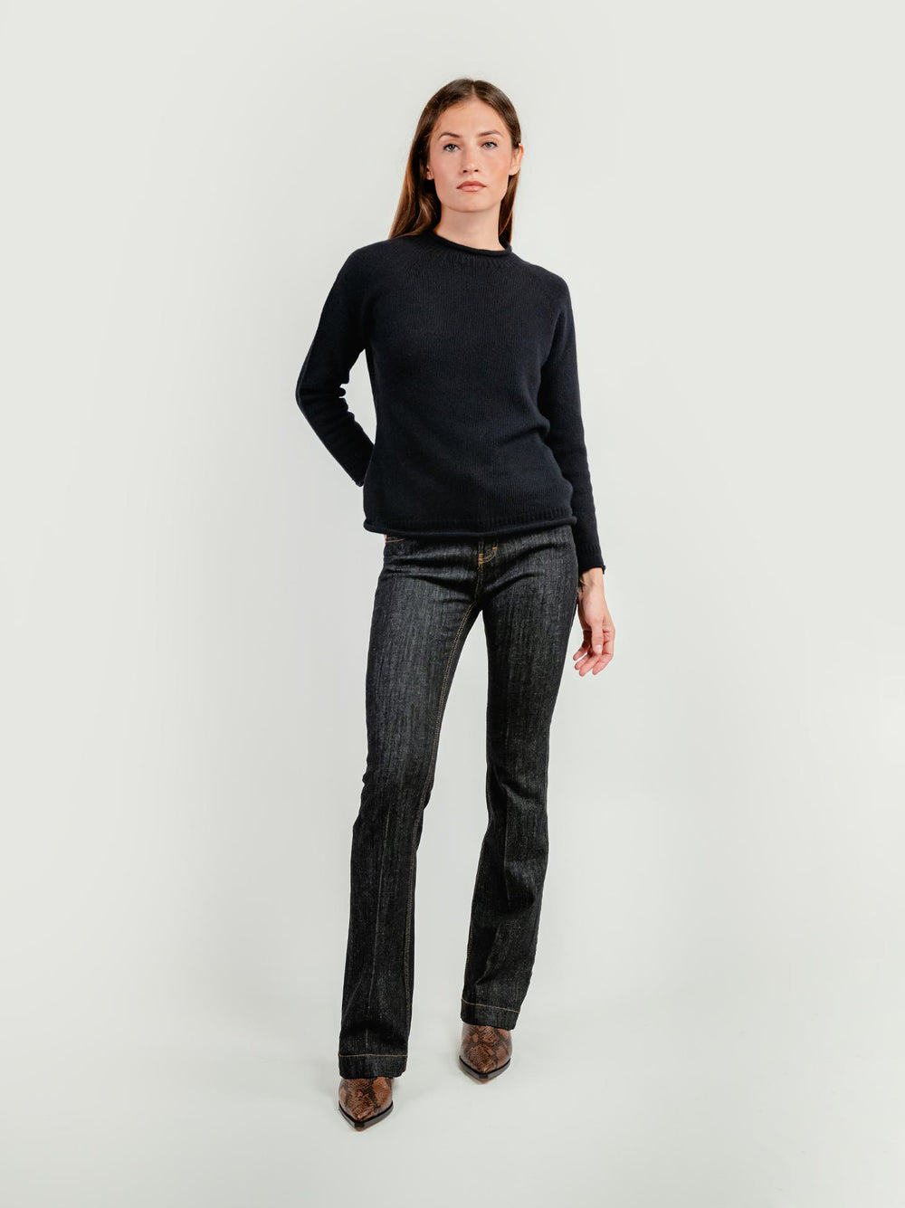 JEANS 5 TASCHE A ZAMPA LAVAGGIO SCURO 830CAR ZERO ANDREA MORANDO 