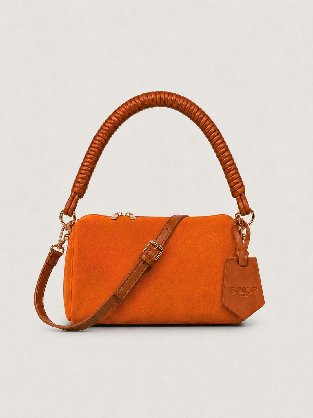 Borsa a spalla Mini Cube in pelle scamosciata arancio MINI CUBE ARANCIO BIMOR 