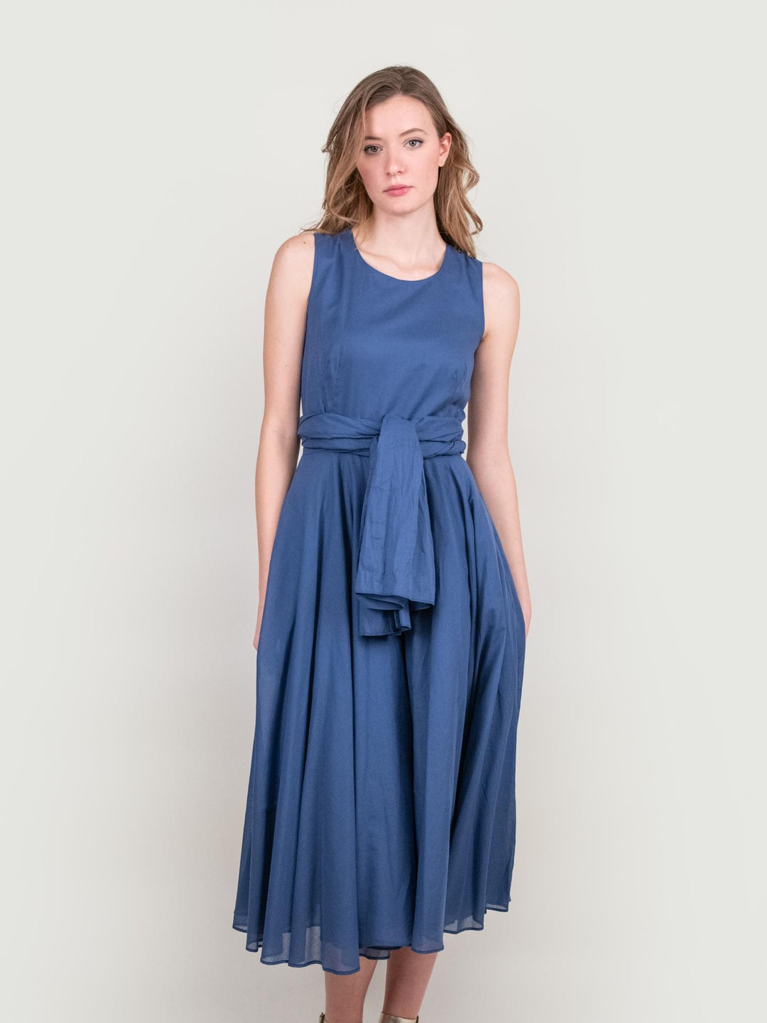 ABITO SMANICATO IN MUSSOLA DI COTONE BLU JEANS 203773 557 ANDREA MORANDO 