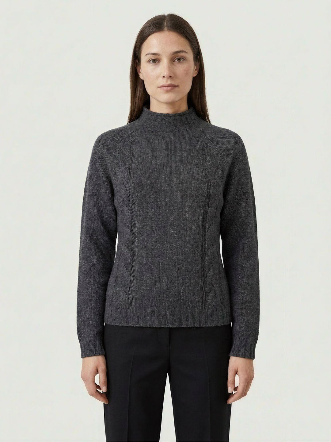 Maglia lupetto in lana antracite con trecce 14117LU MARENGO ANDREA MORANDO 