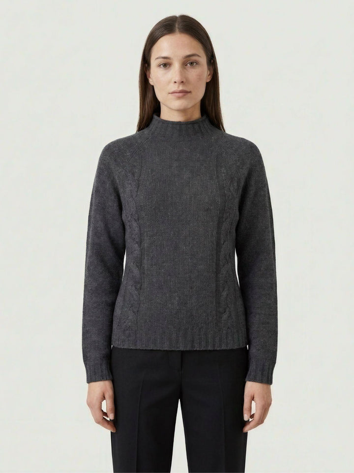 Maglia lupetto in lana antracite con trecce 14117LU MARENGO ANDREA MORANDO 