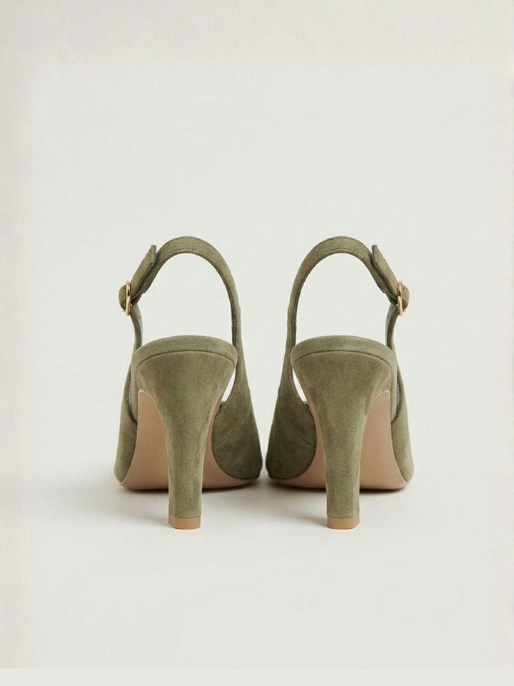 Décolleté spuntata slingback in pelle scamosciata salvia 1482 KAKY ANDREA MORANDO 