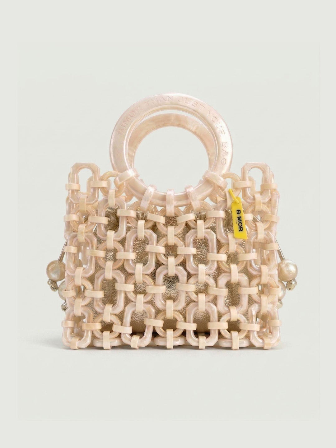 Borsa a mano Doll in resina silky pearl DOLL+BB BIANCO PERLA+ORO BIMOR 
