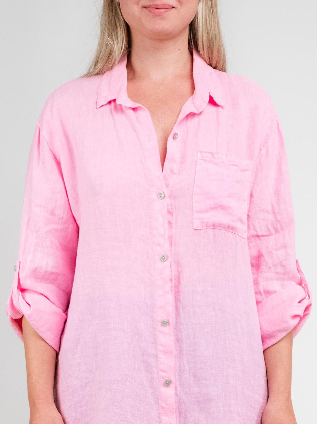 CAMICIA LUNGA IN LINO ROSA 4466 ROSA ANDREA MORANDO 