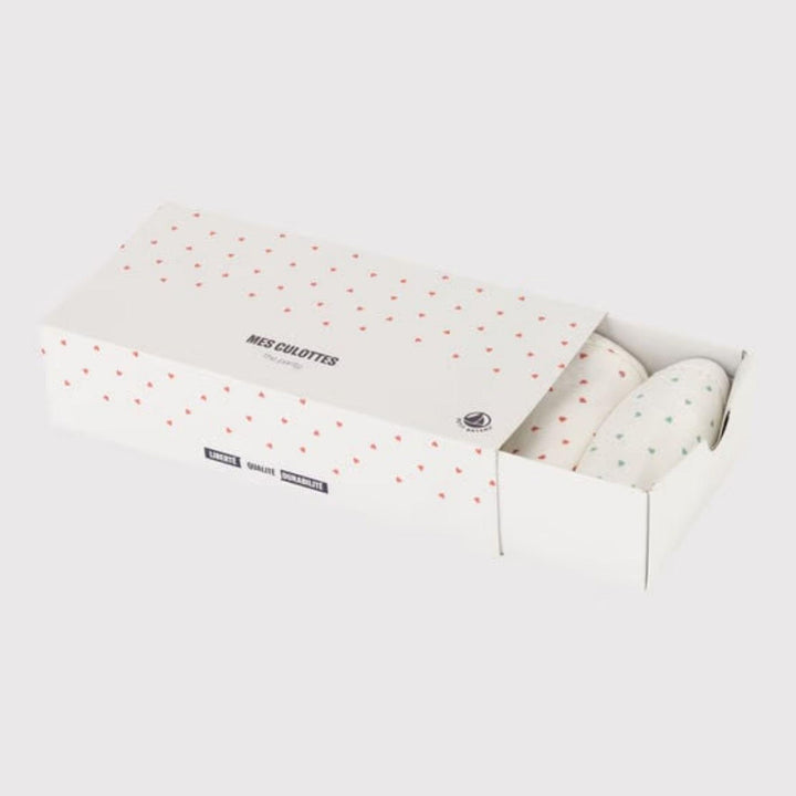 SET DI 5 SLIP BAMBINA IN COTONE A CUORICINI A0A45 00 PETIT BATEAU 