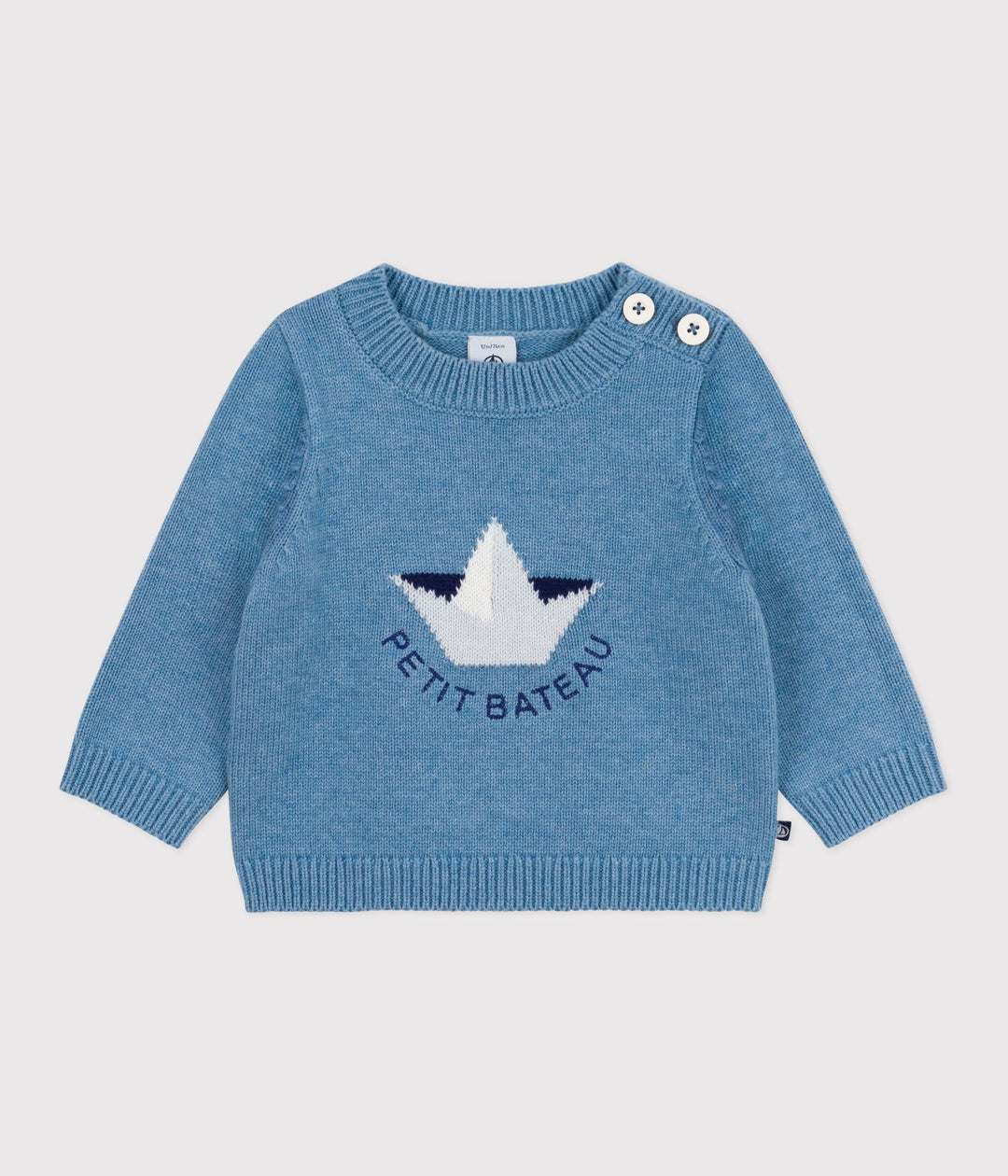 Maglione in misto lana e cotone con barca bebé A0EBC 01 PETIT BATEAU 
